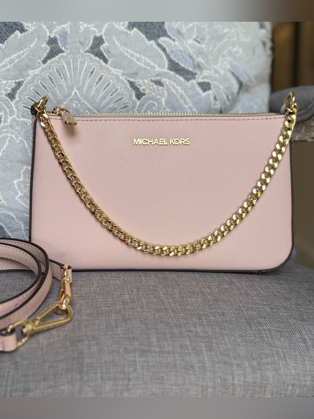 Michael Kors Jet Set Travel MD Convertible Shoulder Chain Crossbody Bag Pink
